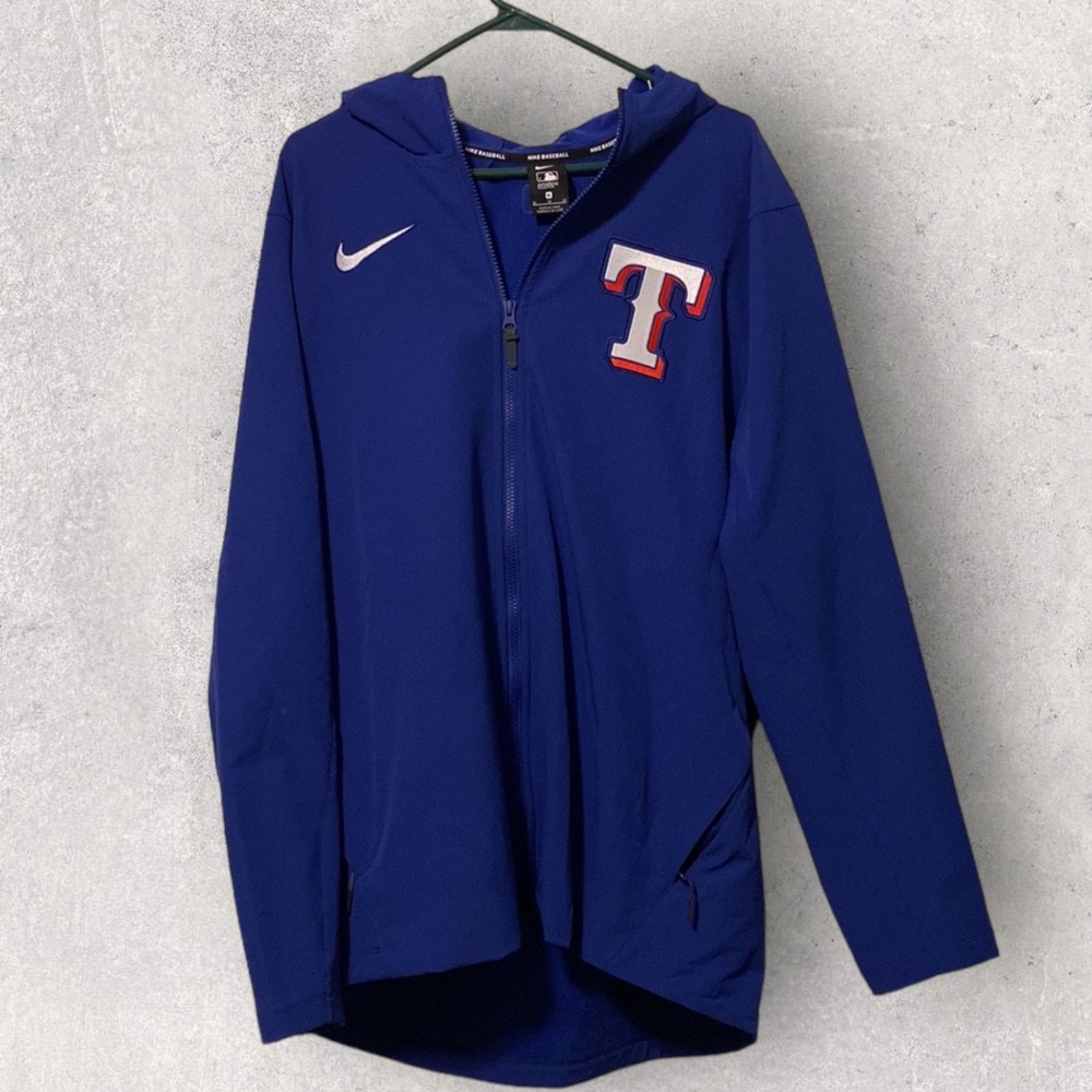 NIKE TEXAS RANGERS MENS BLUE THERMA LONG SLEEVE FULL ZIP JACKET XL